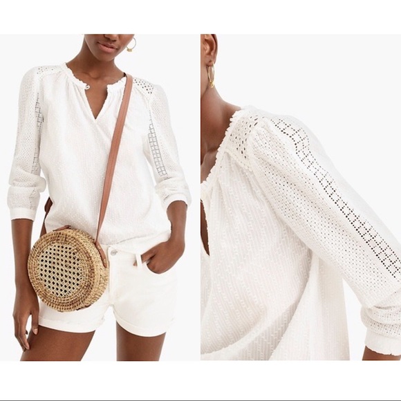 J. Crew Tops - J.Crew Point Sur Eyelet Blouse Sz S EUC